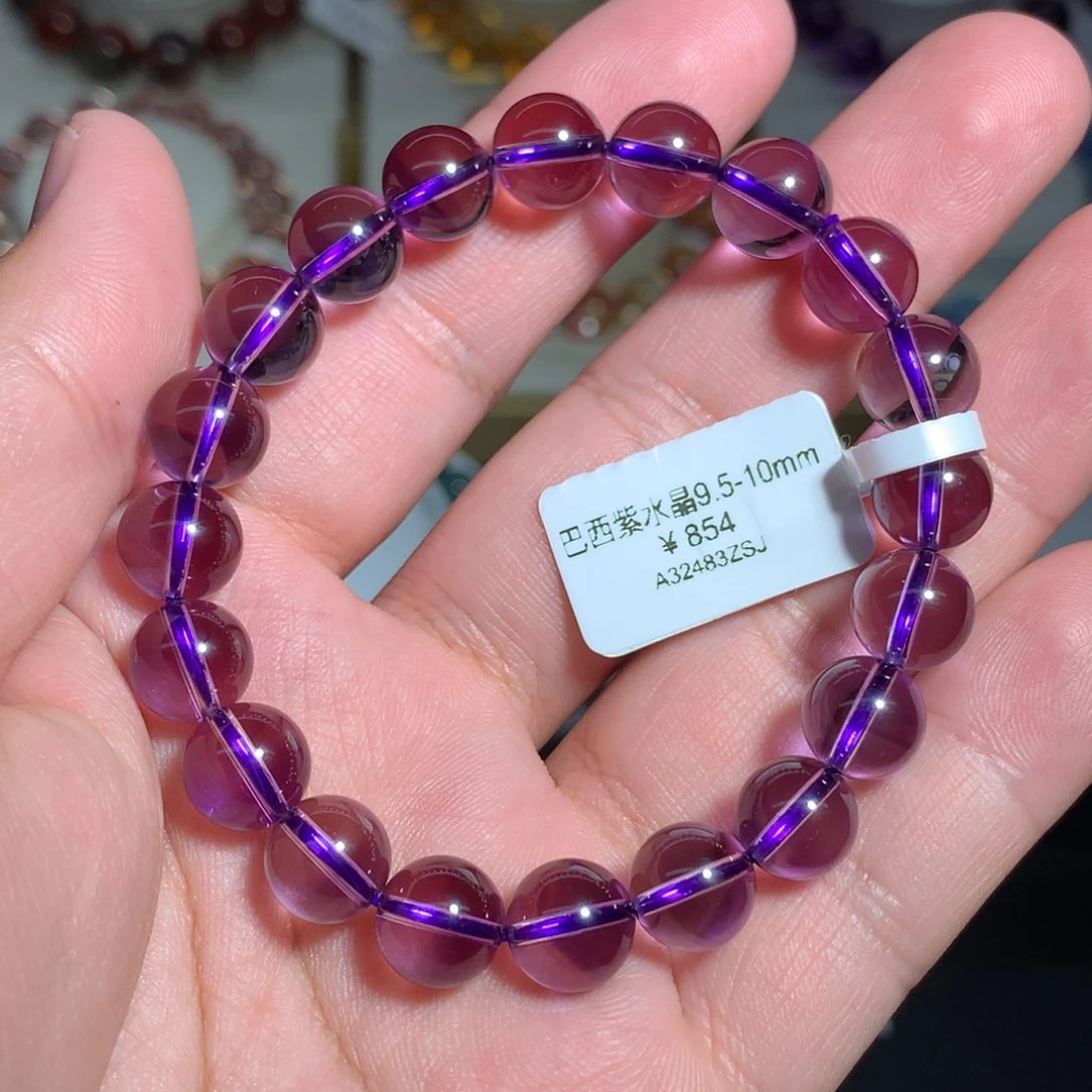 紫晶手链未镶嵌語高品巴西紫水晶9.7mm