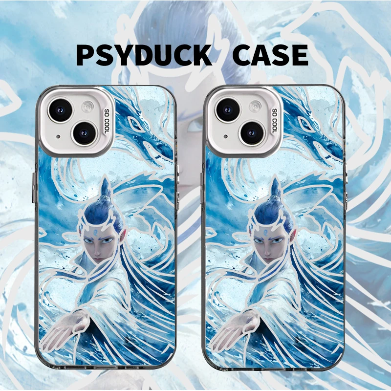 适用苹果华为一加iQOO小米敖丙彩银白底创意动漫防摔手机壳