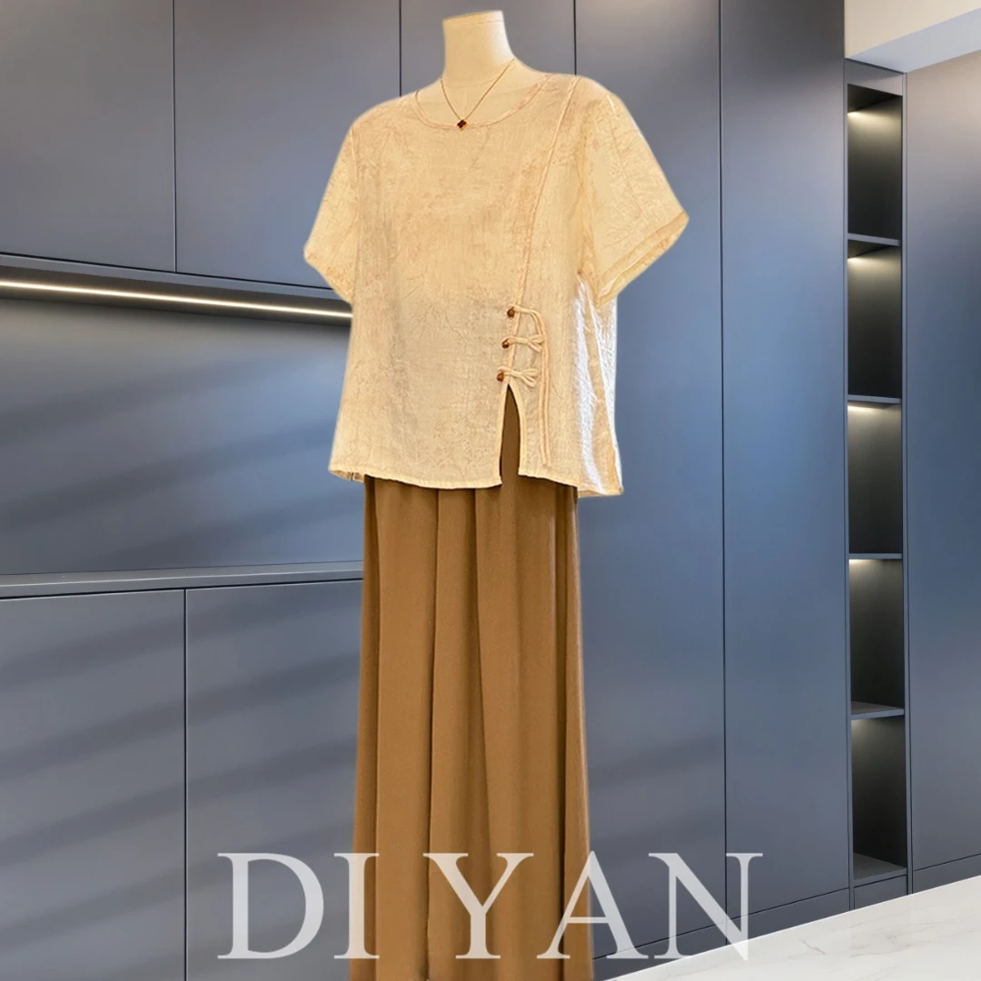 新中式国风妈妈装雪纺套装女短袖夏装新款气质百搭中老年两件套