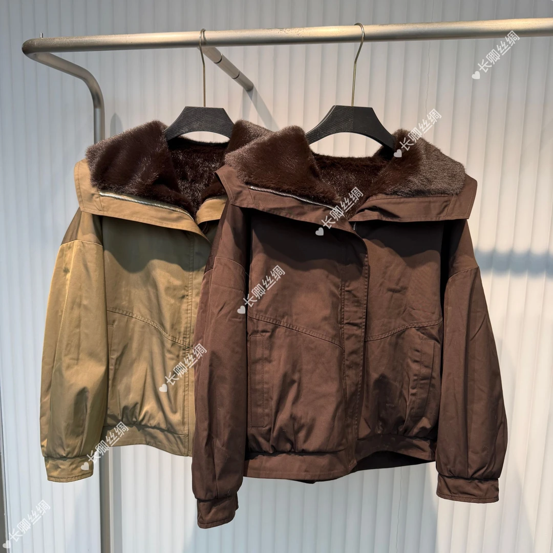 【长卿】双面双穿新中式国风派克服水貂长袖外套上衣D1012