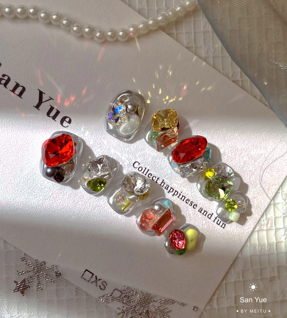 吸睛丨满钻色彩百搭款ins风小众短甲