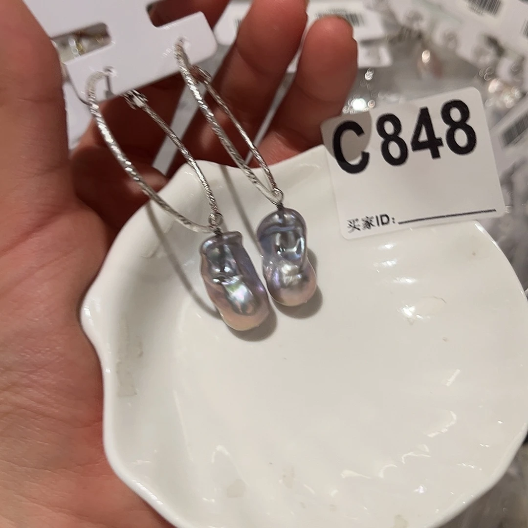 合金淡水珍珠耳饰