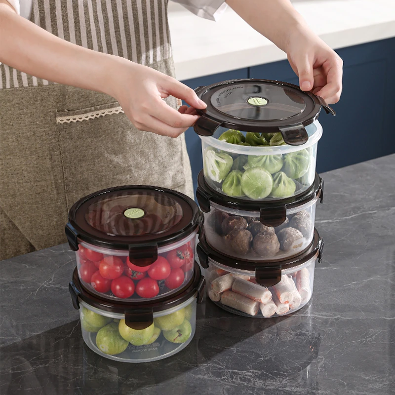 【2个大号】冰箱收纳盒圆形保鲜盒微波专用饭盒大容量储物盒密封盒