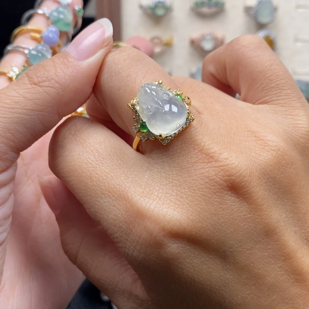 思***荣翡翠银S925镶嵌戒指