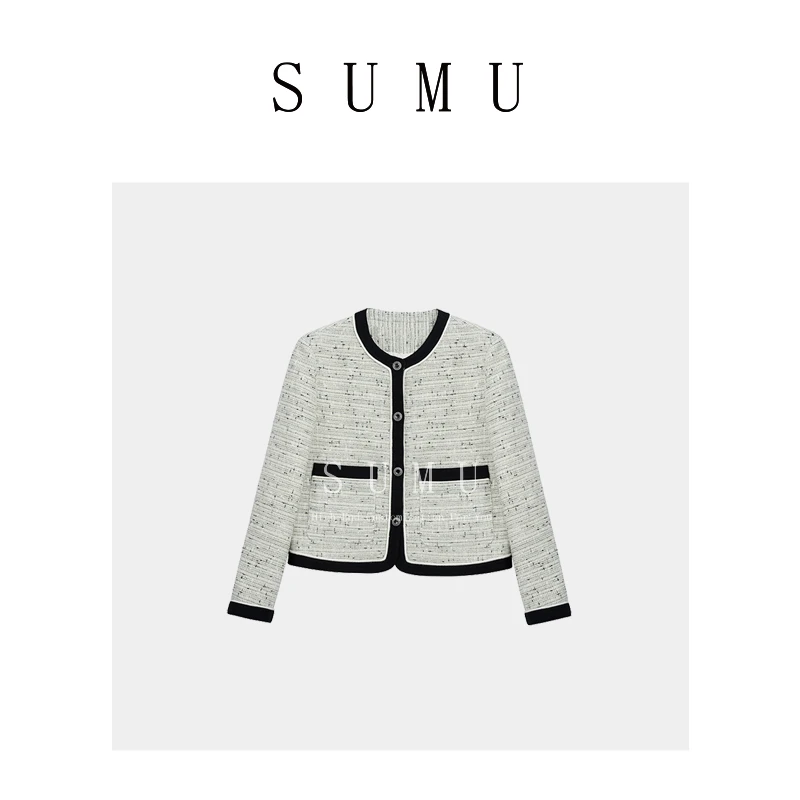 宿慕SUMU 女款外套春季新款时尚撞色边小香风外套240185