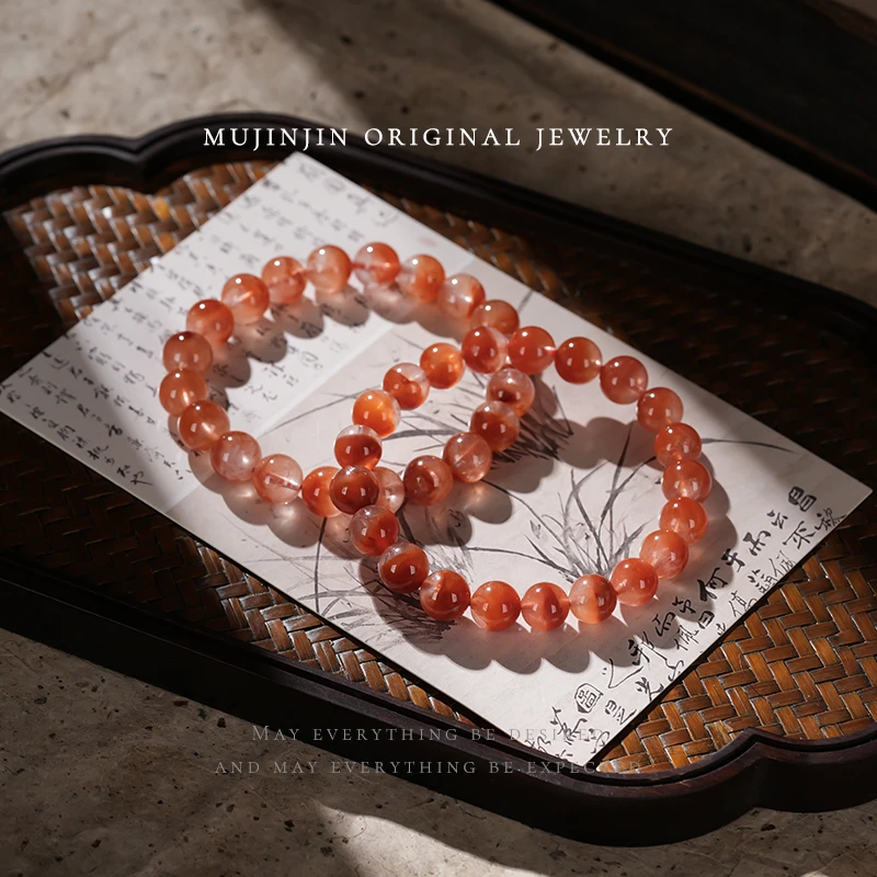 【木槿槿】天然水晶红兔毛聚宝盆9m手串女款手链ZW1717多样性发其一