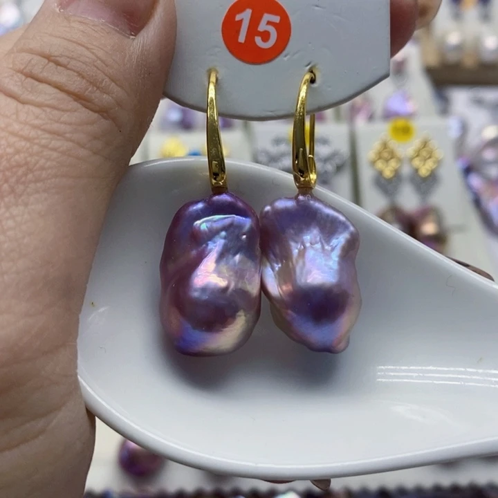 银S925镶嵌耳饰淡水珍珠