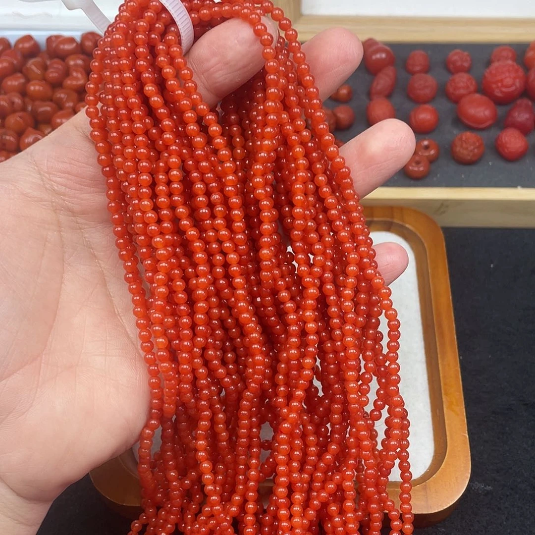 南红玛瑙10号保山樱桃红卡3.8小米链未镶嵌