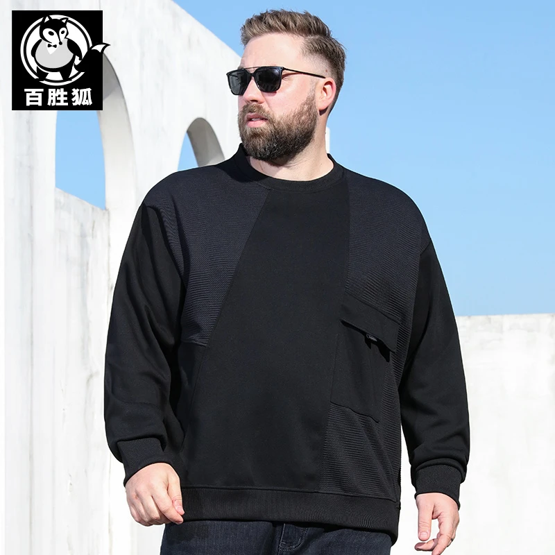 百胜狐胖子卫衣男装2025春秋新款圆领套头时尚休闲运动长袖体恤衫