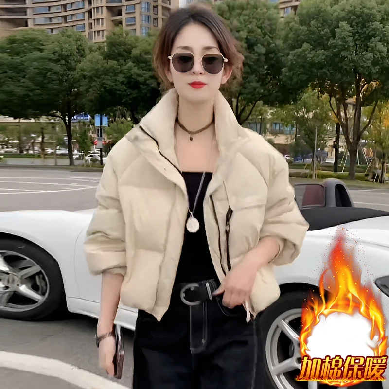 韩版百搭宽松立领短款棉服女2025年冬季新款时尚加厚保暖外套