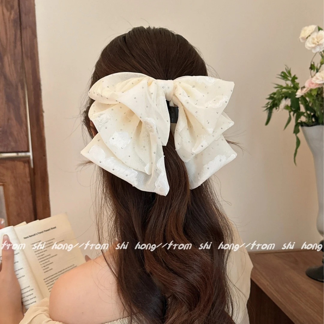 满天星蝴蝶结抓夹女2025新款爆款后脑勺鲨鱼夹半扎发发夹头饰发卡