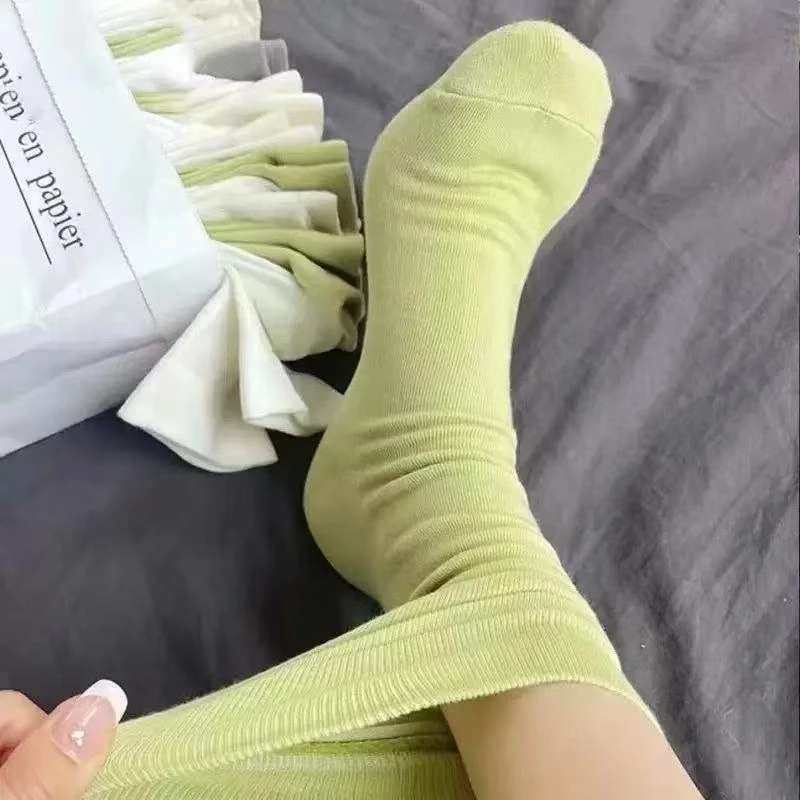 月子袜女中筒堆堆袜春夏薄款百搭糖果色ins透气吸汗6双装