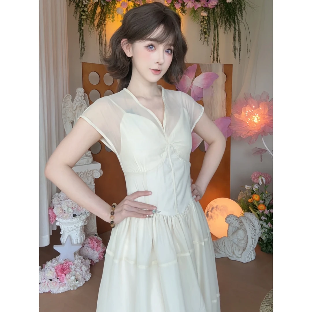 【Panda’s garden】云杏织梦)v领高腰仙女气质连衣裙烟花三月下扬州