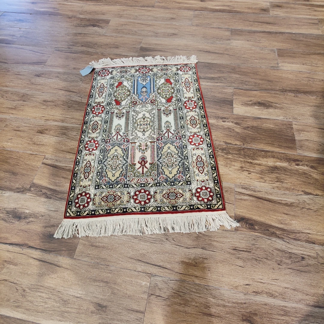 手工个性图案卧室床边毯复古编织真丝毯0.6米*0.9米