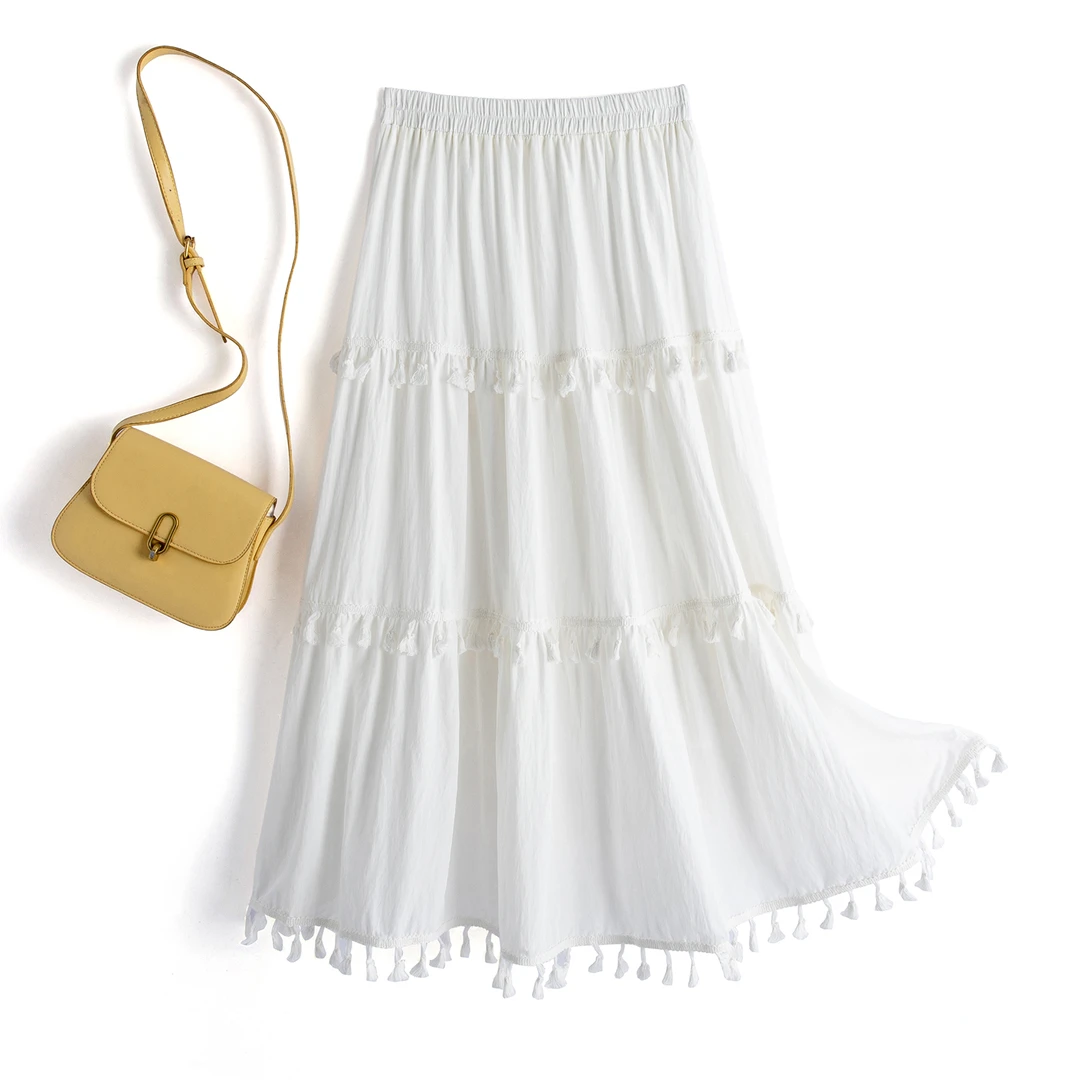 苏醒的乐园半身裙大摆裙显瘦仙女裙SXDQ53003百搭遮肉流苏吊坠