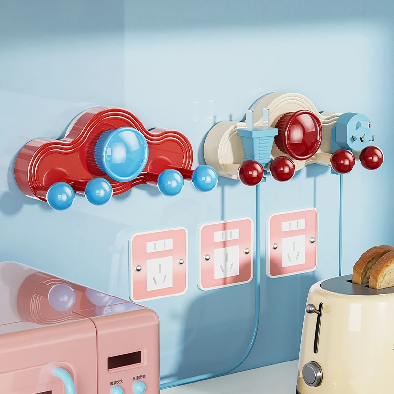 吸盘挂钩插头固定器挂钩强力承重壁挂式多巴胺圆球插头收纳神器