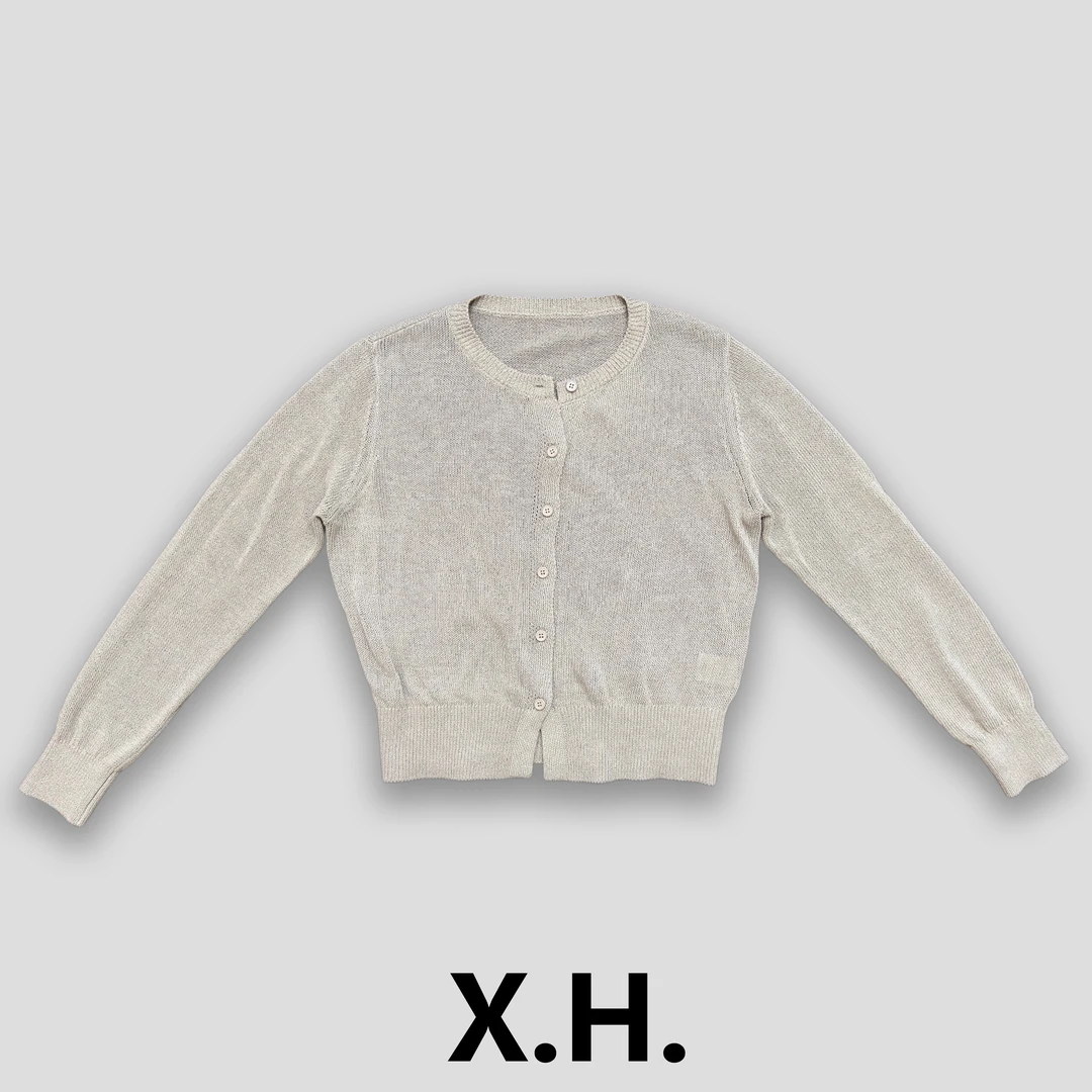 天然触感夏季进口和纸纱针织圆领开衫（不要脱水平铺晾晒）