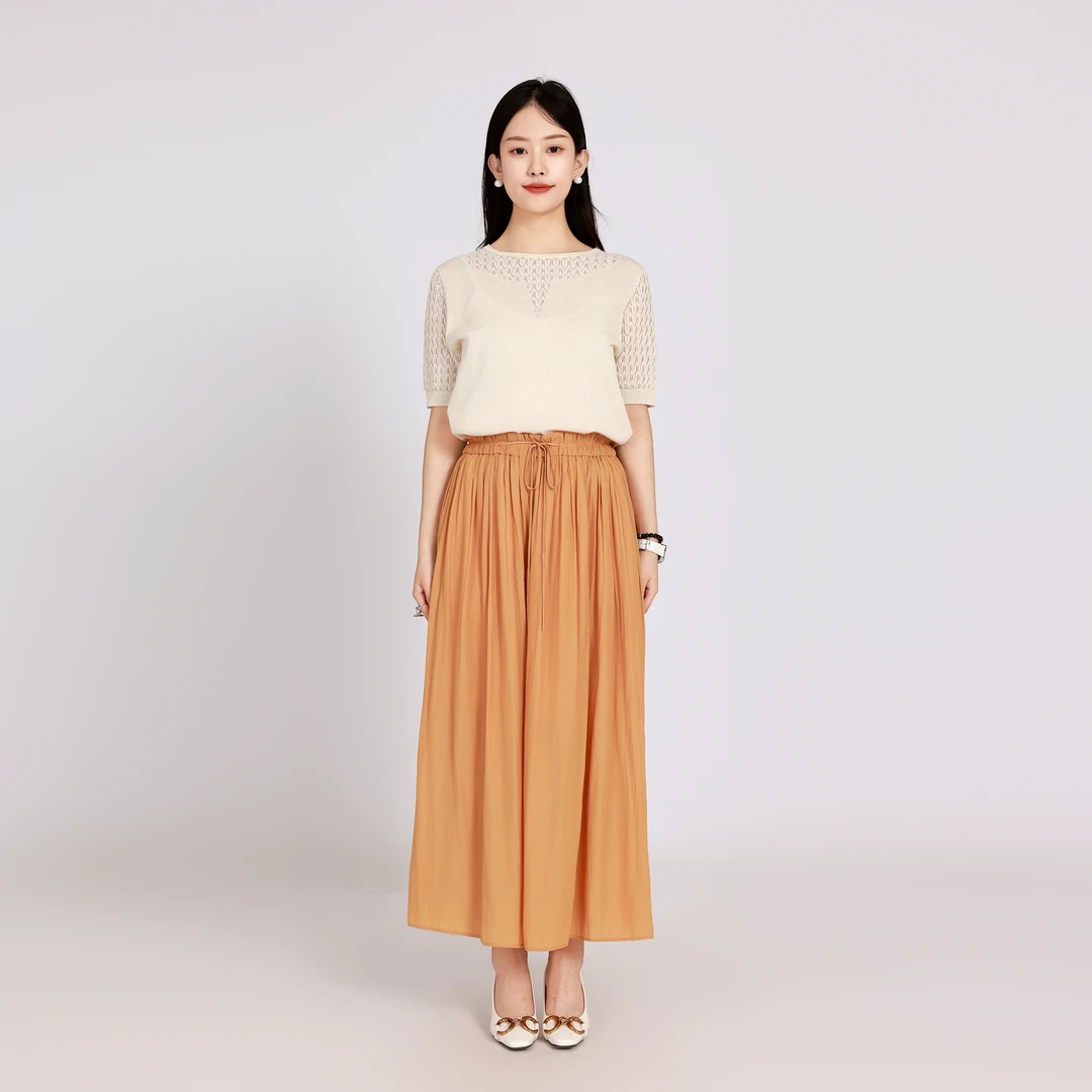 菲姿FEIZI夏季宽松阔腿裤9B225 柔光黄