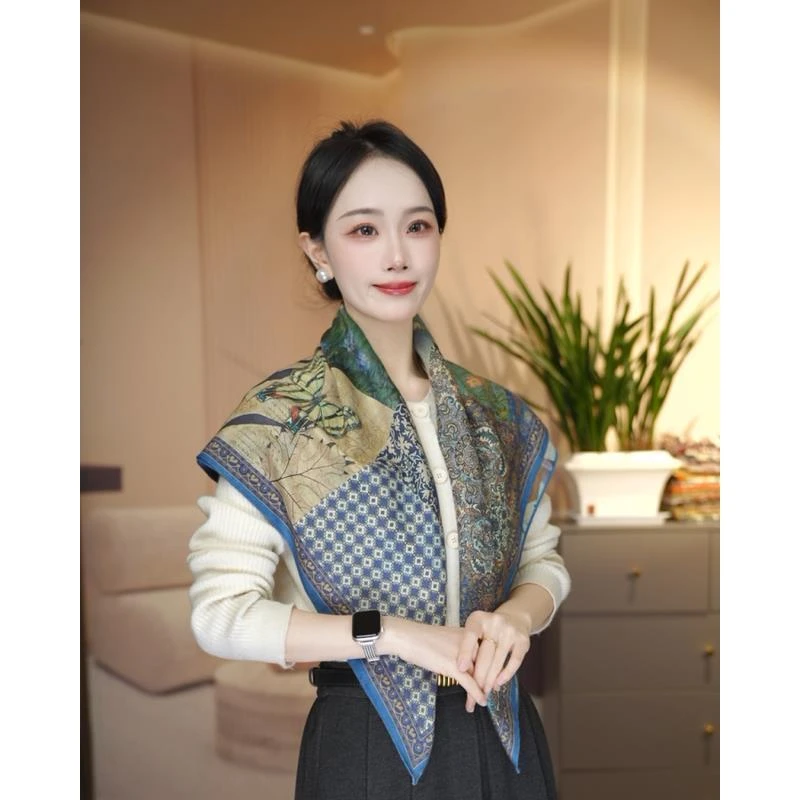 古韵-P12 时尚 磨毛绒 双面异色 85x85 百搭 舒适 保暖 设计师款