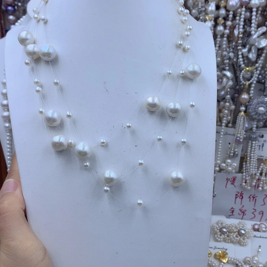 华***o淡水珍珠银S925镶嵌项链耳饰