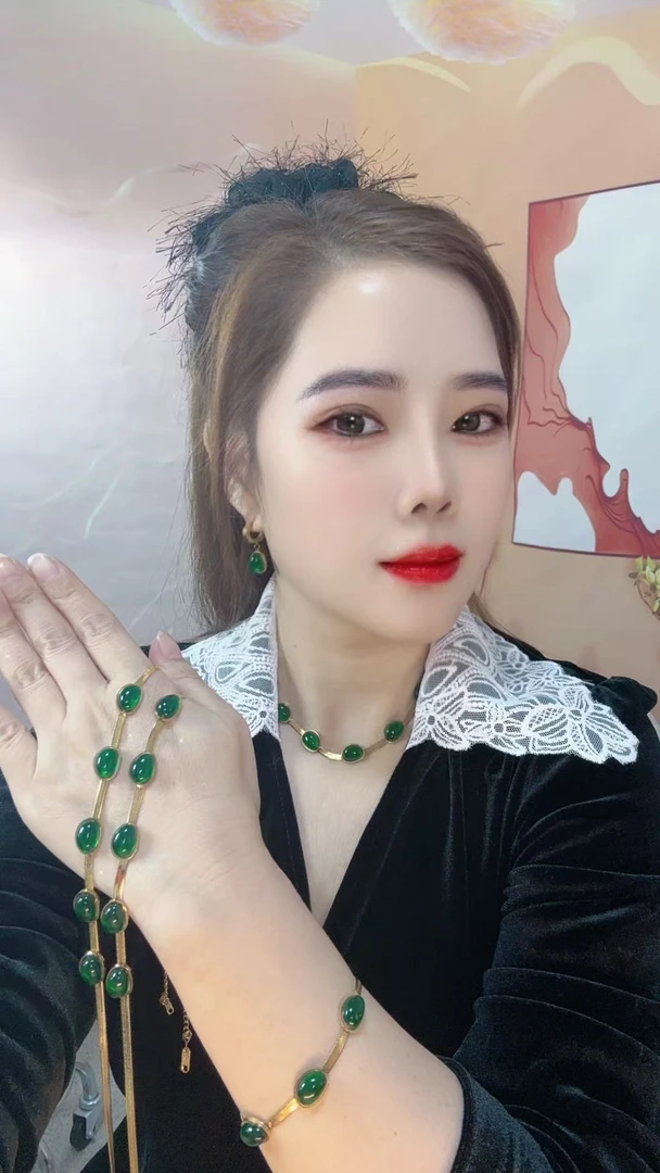 钛钢项链 【轻奢复古】高级设计感水滴串珠时尚百搭项链手链耳环