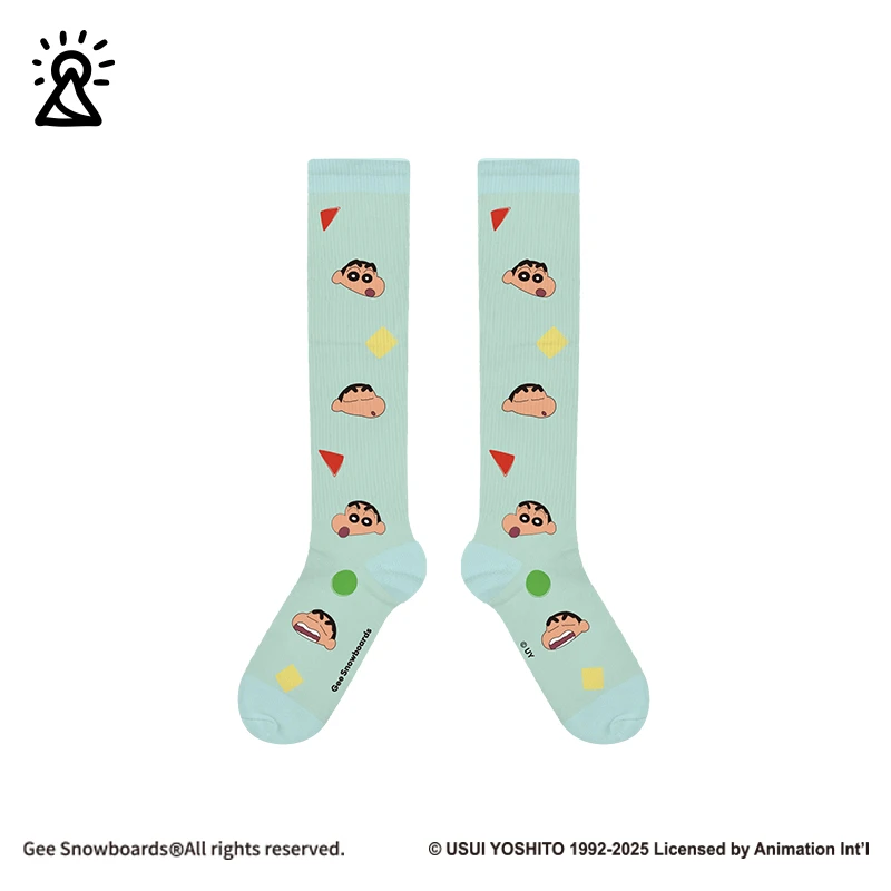 蜡笔小新 x Gee snowboards滑雪袜 男女防寒保暖长筒羊毛登山袜子