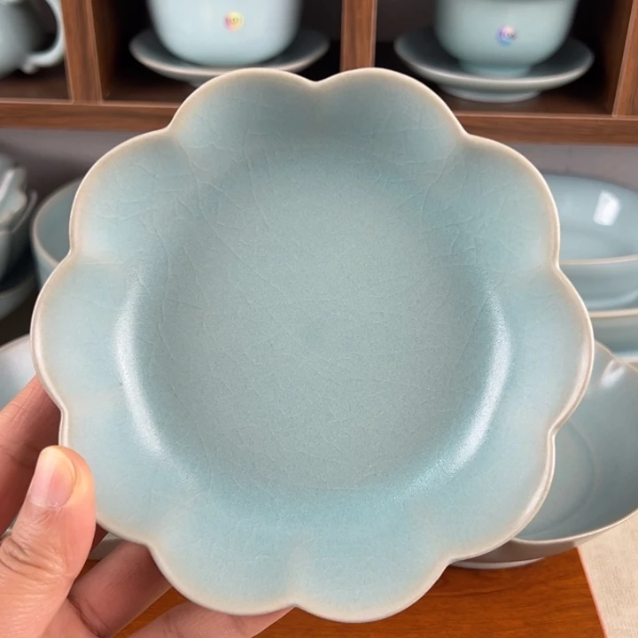 瓷摆件仿古釉莲花洗微瑕