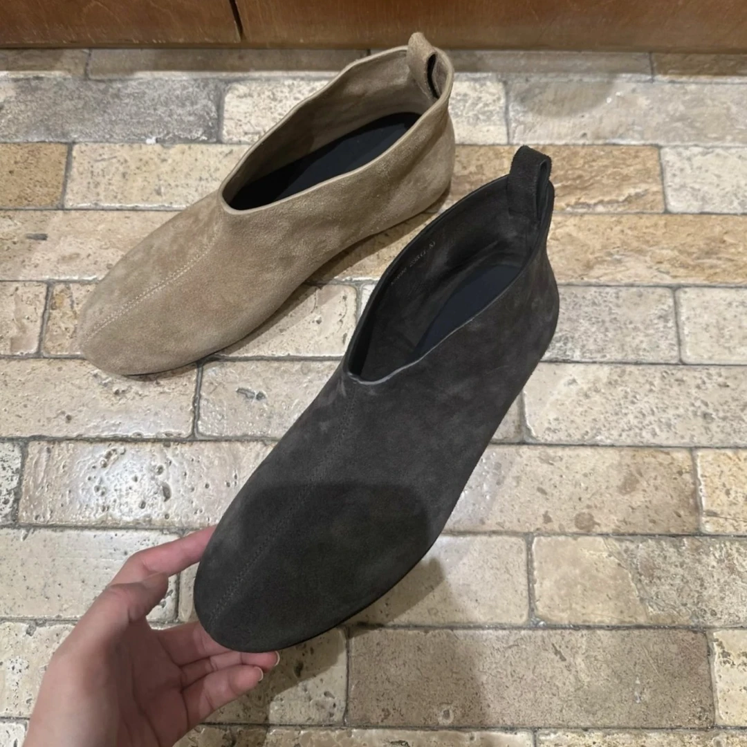 羊皮版~复古小众绒面圆底瘦瘦靴小短靴女2025秋冬季百搭裸靴