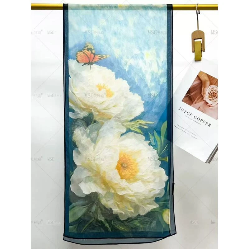 XLS-38（牡丹情） 防晒百搭围巾150*35左右