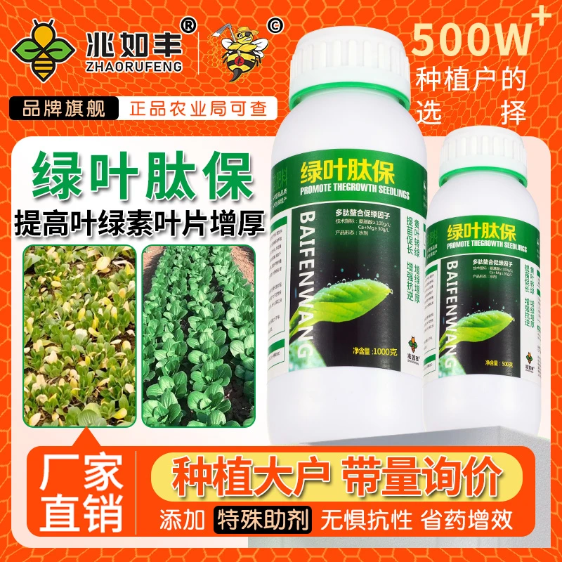 兆如丰绿叶肽保黄叶一喷绿提苗壮棵增绿增厚通用叶绿素氨基酸肥料