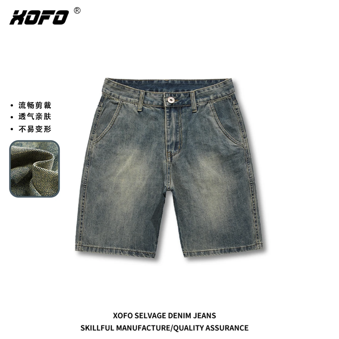 新款新款休闲宽松直筒牛仔短裤男款潮流复古夏天五分裤男士中裤潮