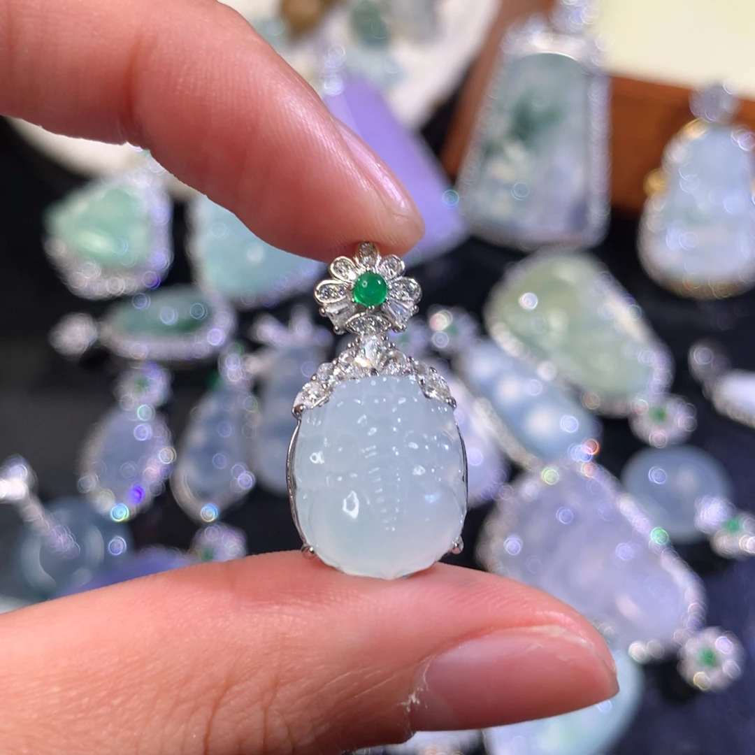 翡翠银S925镶嵌吊坠(不含链)