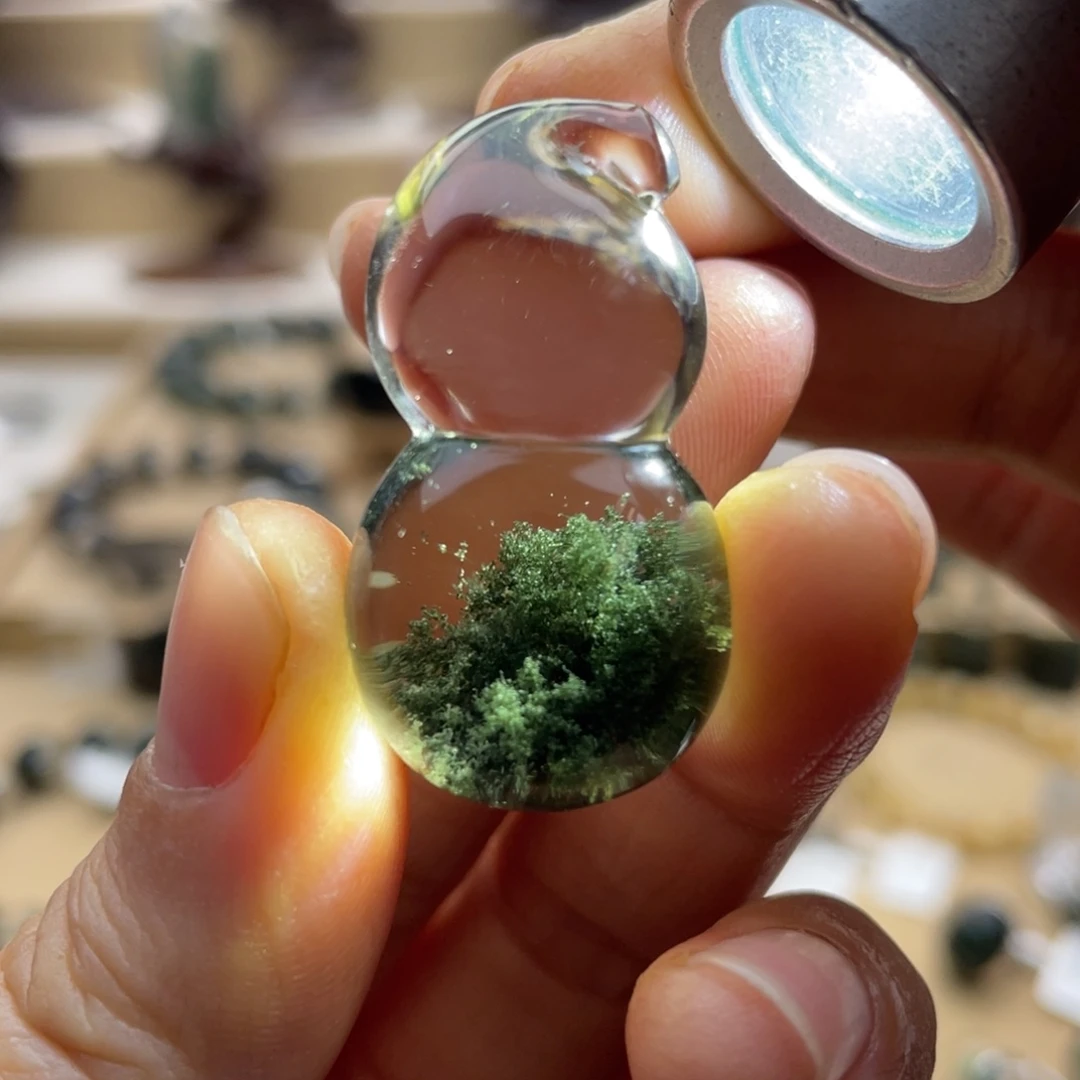 水晶未镶嵌颈饰绿幽灵聚宝盆葫芦