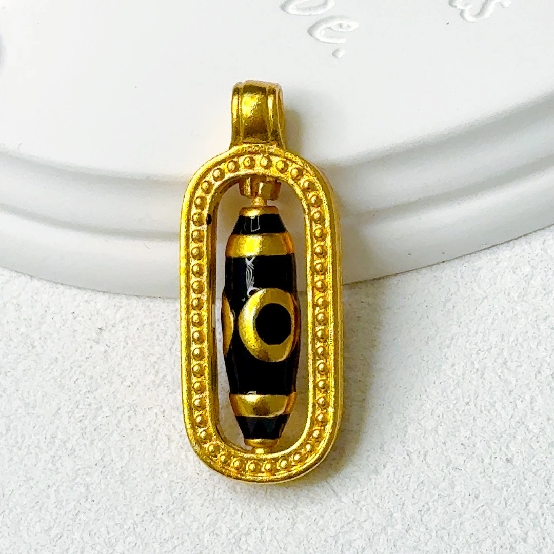 高定椭圆珠镶边吊坠-463