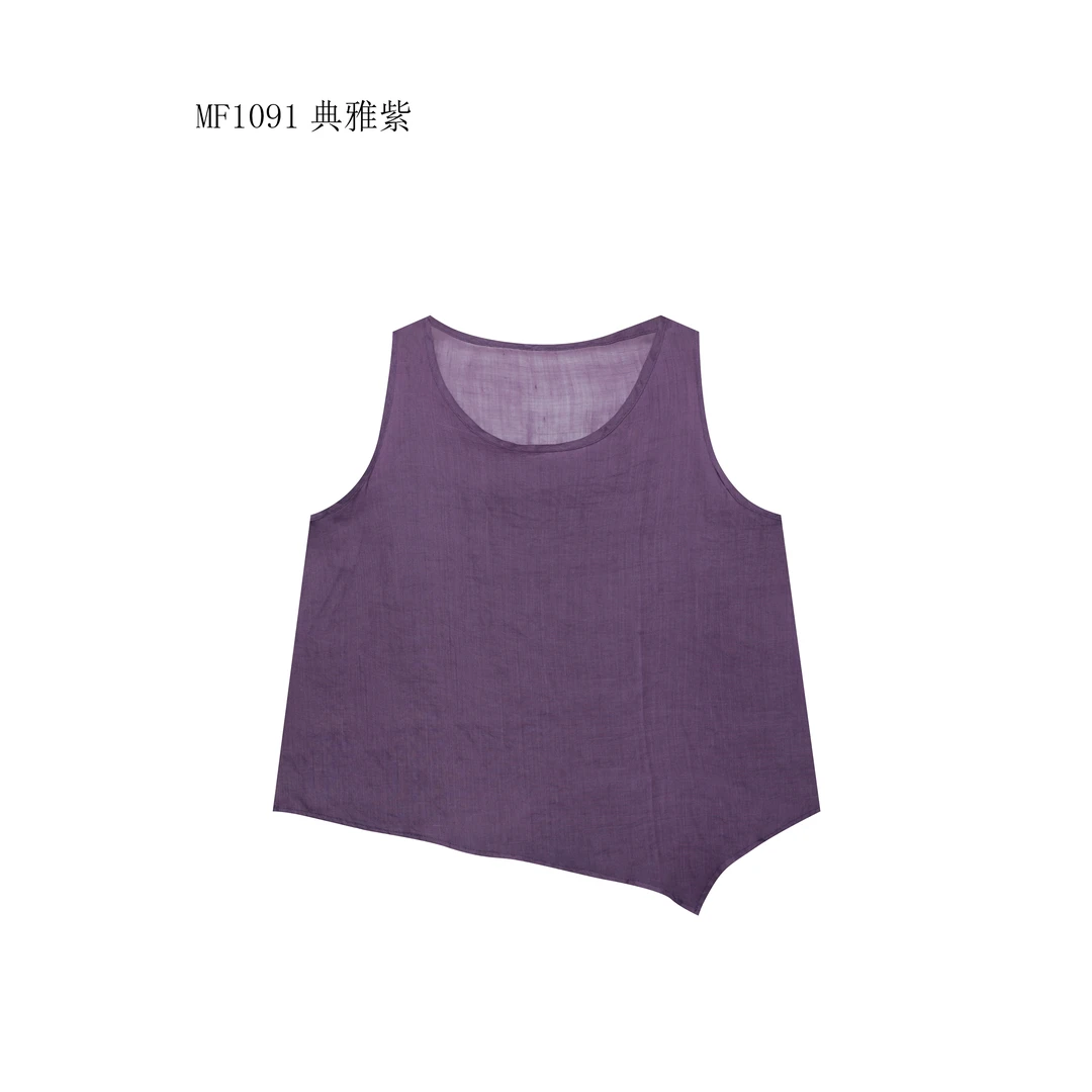 【麻訪家】MF1091典雅紫文艺设计感不规则舒适百搭背心上衣