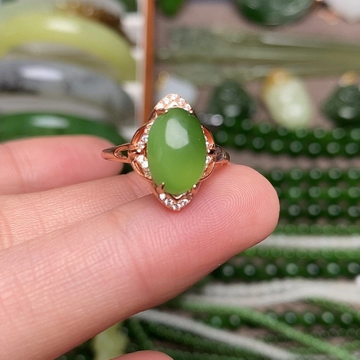 和田玉银S925镶嵌戒指