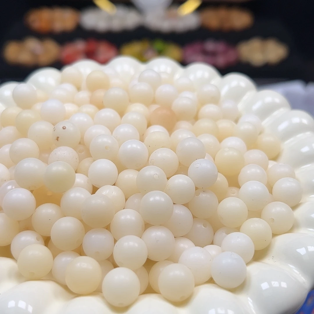 菩提根/象牙果手串微瑕卡10奶白圆200颗