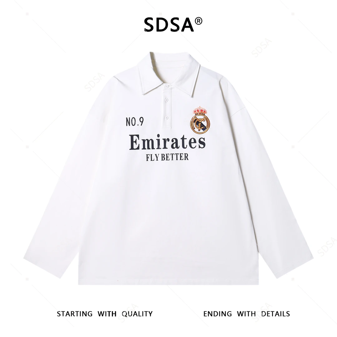 SDSA男士秋冬新款痞帅男装潮牌刺绣印花字母翻领长袖T恤百搭上衣