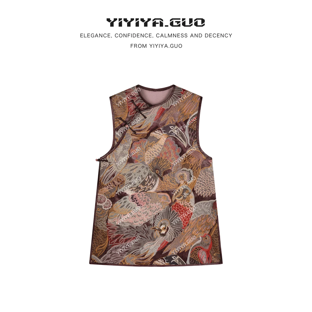 yiyiya.Guo艺艺吖【百鸟朝凤】斜门襟满身刺绣背心裙080086SS52