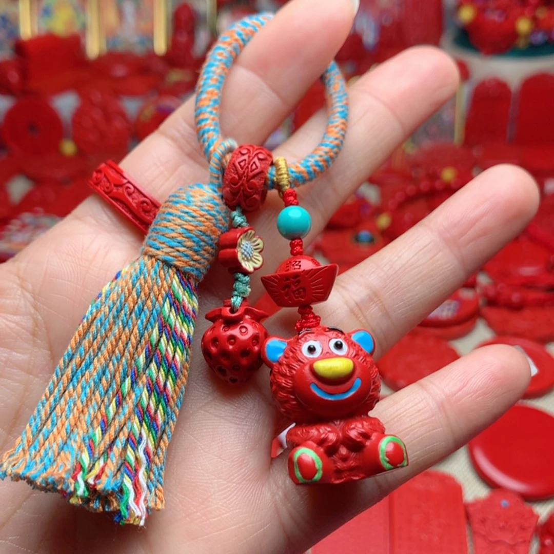 天然辰砂工艺品朱砂钥匙扣包包挂