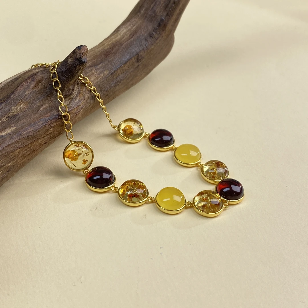 【小北好物】S925银琥珀手链28-16QH32X100【多样性发一件】10个面