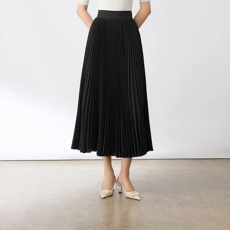 【商场同款】夏季新款黑色气质百搭高腰百褶半身裙LCFB98WSK646