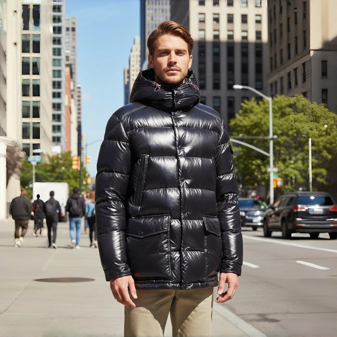 冬季高克重鹅绒户外休闲男女同款时尚百搭连帽鹅绒服7267