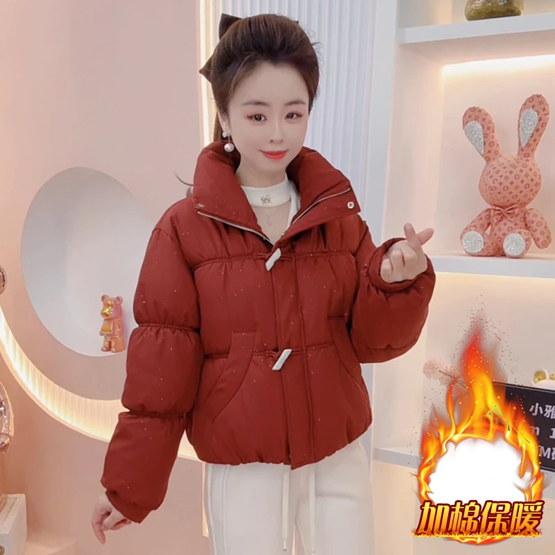 设计感加厚保暖羽绒棉服女2025年冬季新款时尚韩版百搭收腰面包服