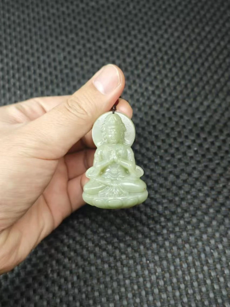 天然和田玉老料精雕观音吊坠油润细糯1.21清货3