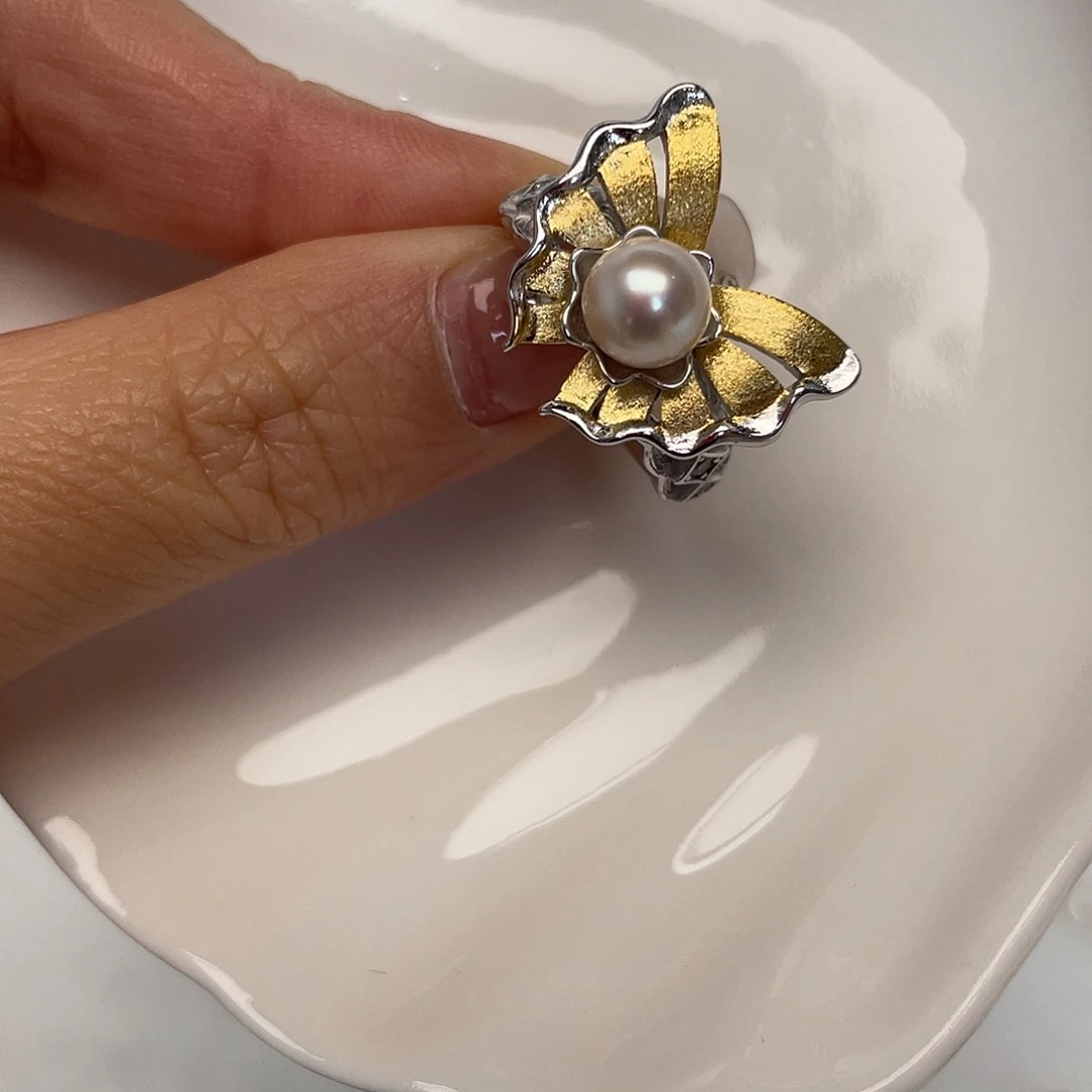 银S925镶嵌戒指海水珍珠