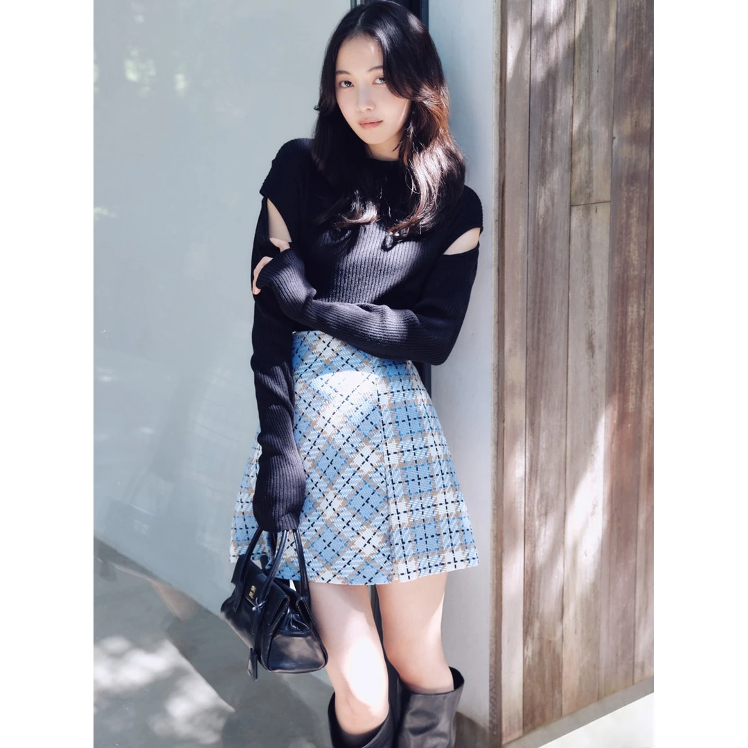 【MonTendre】S 秋冬新款 甜美少女感优雅高腰显瘦格纹设计短裙女