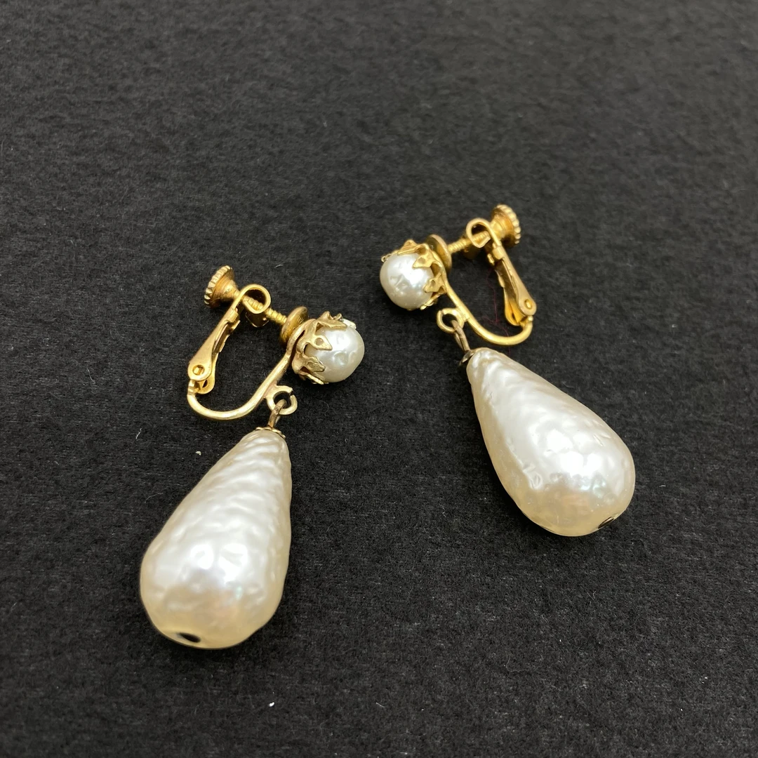 铜合金亚克力耳饰 【Liz璇子中古】皱皮珠珠流苏耳夹H47298无鉴赏期