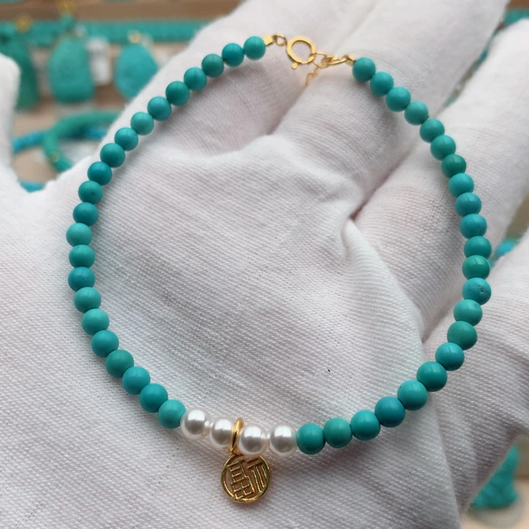 绿松石未镶嵌珠宝奇石3.8mm