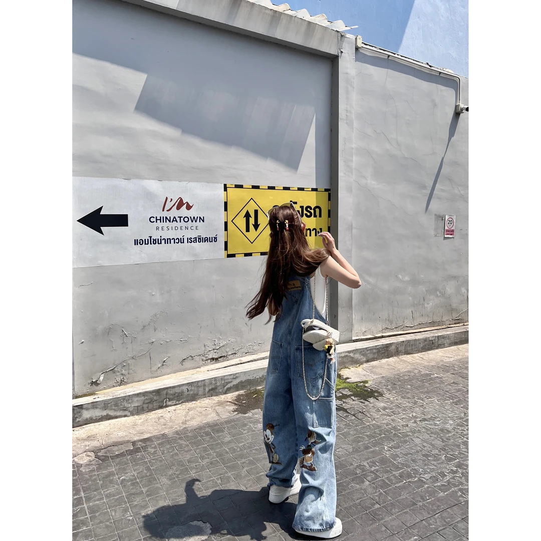 【陶格】蓝色印花米老鼠卡通背带连体裤TG25A1K758